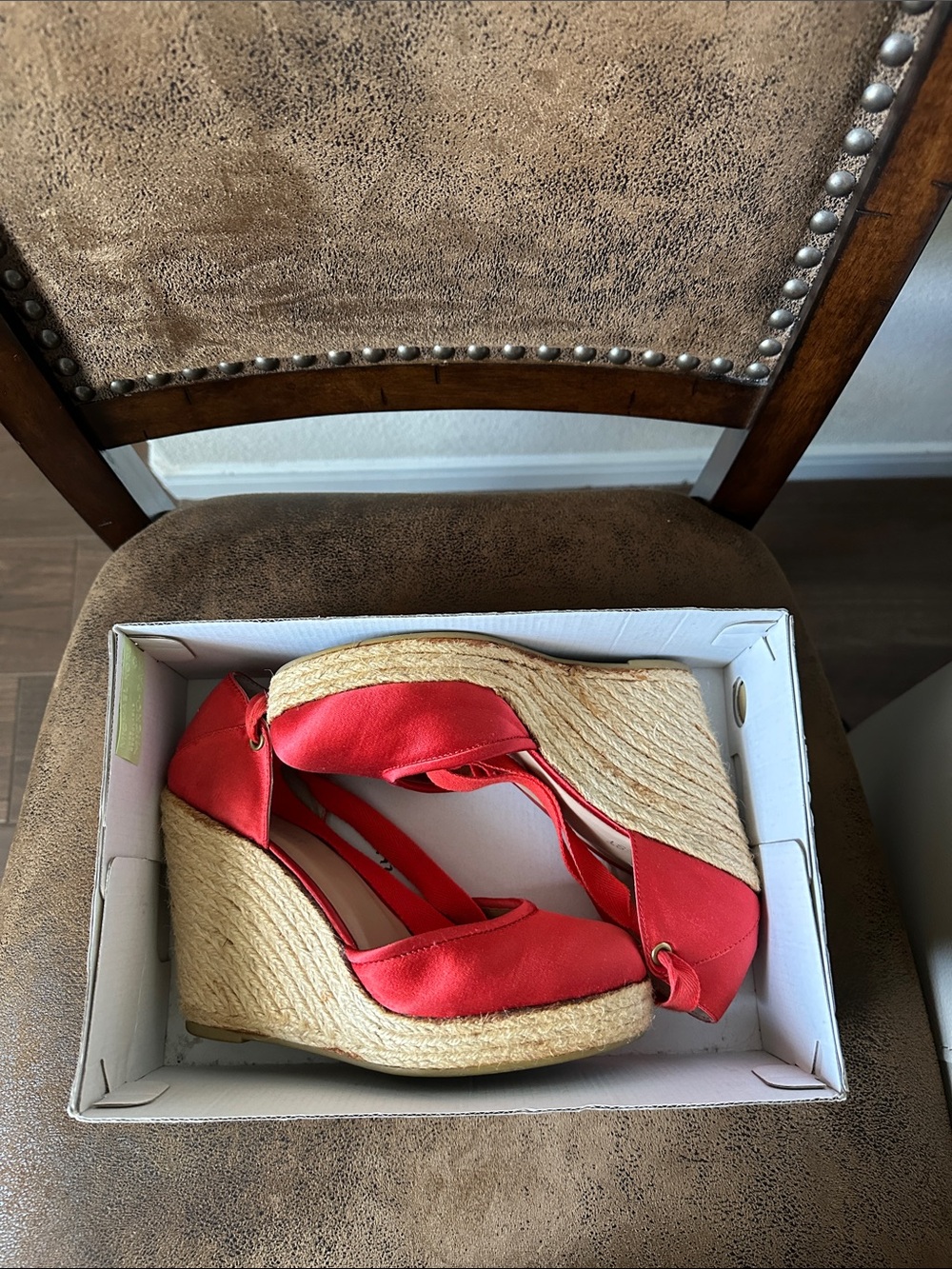 Nine West Red Espadrille Wedge Sandals